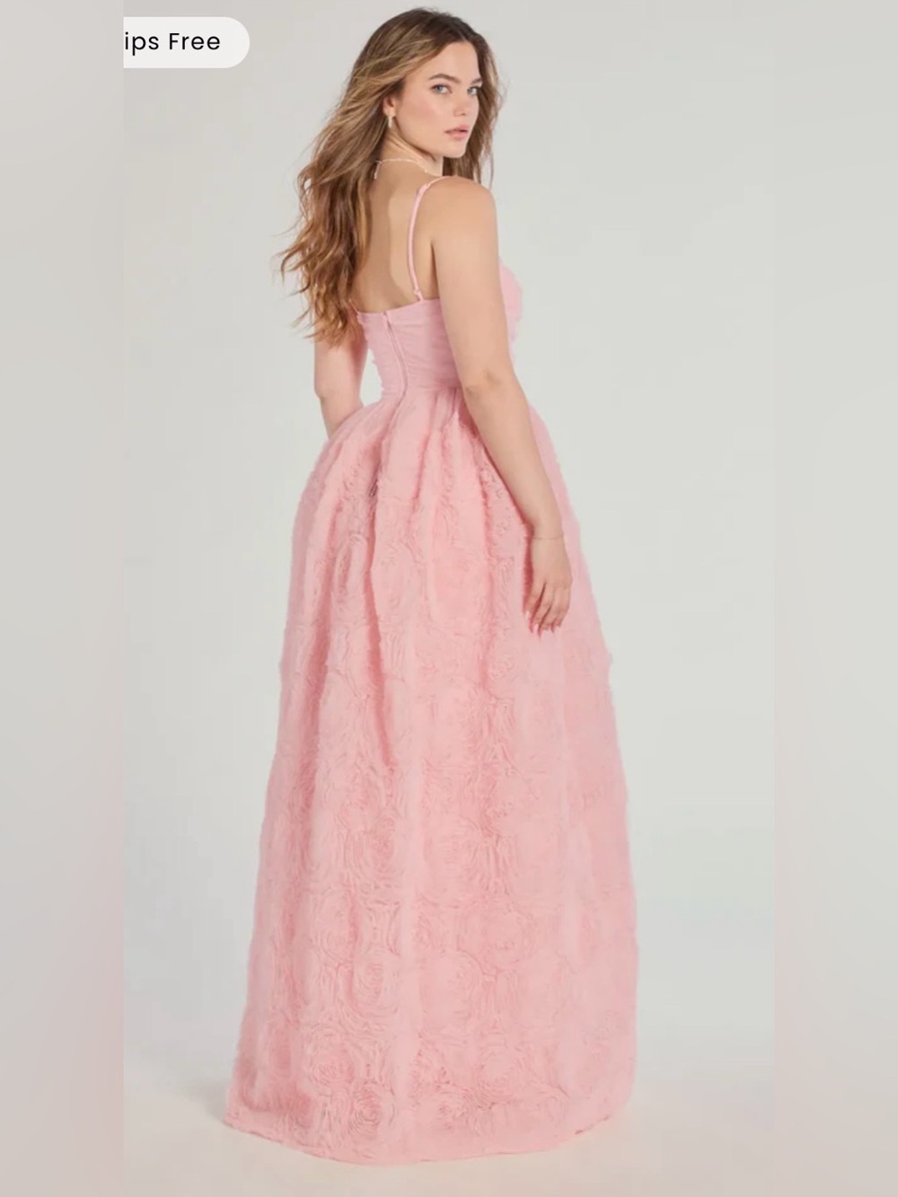 Windsor Coral Pink Rosette Formal Gown